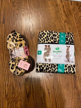 Honeydew Leopard Print Pajama Set & Slippers